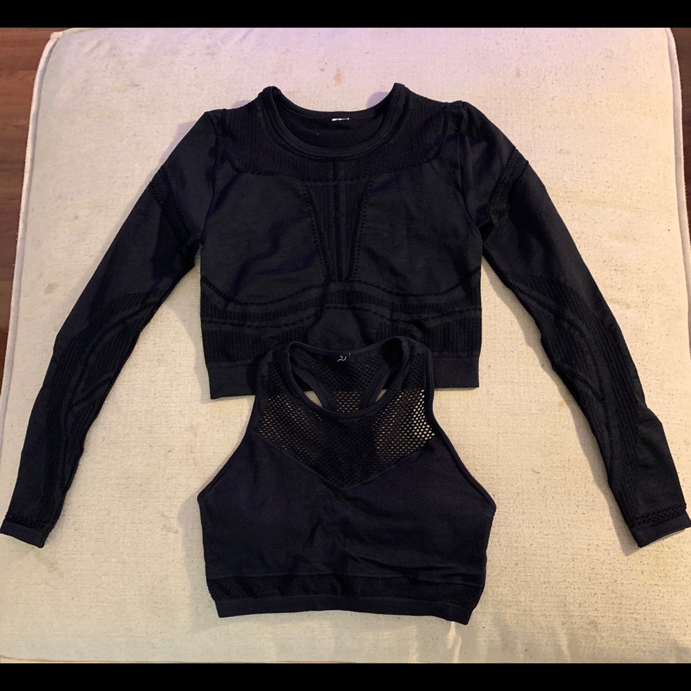 Two piece Fabletics workout top and sports bra
